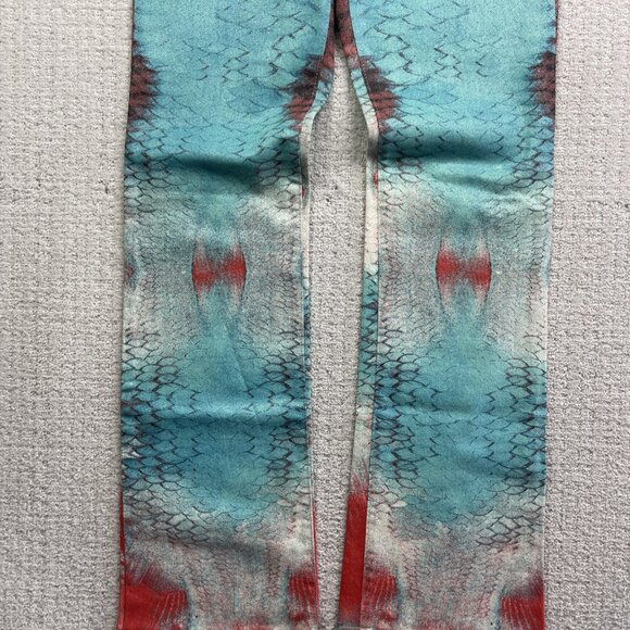 Y2K Just Cavalli Boot Cut Pants Psychedelic Reptile Skin Color AOP Wom Sz 27/41 - Picture 4 of 13